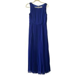 Eliza J 6 Royal Blue Sleeveless Pleated Chiffon Maxi Dress Gown Semi Formal